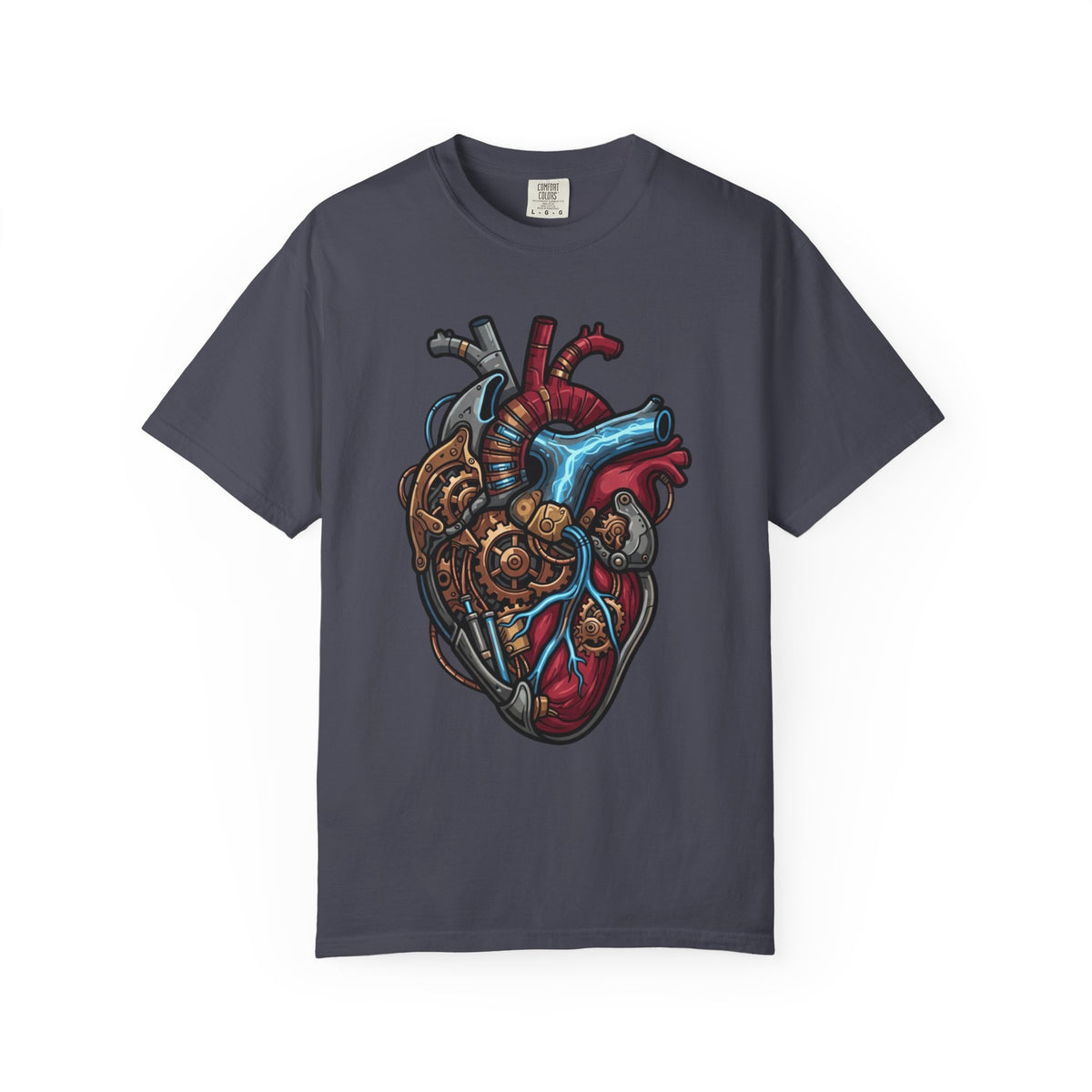 Color: Navy | Mechanical Heart Unisex Garment-Dyed Tee