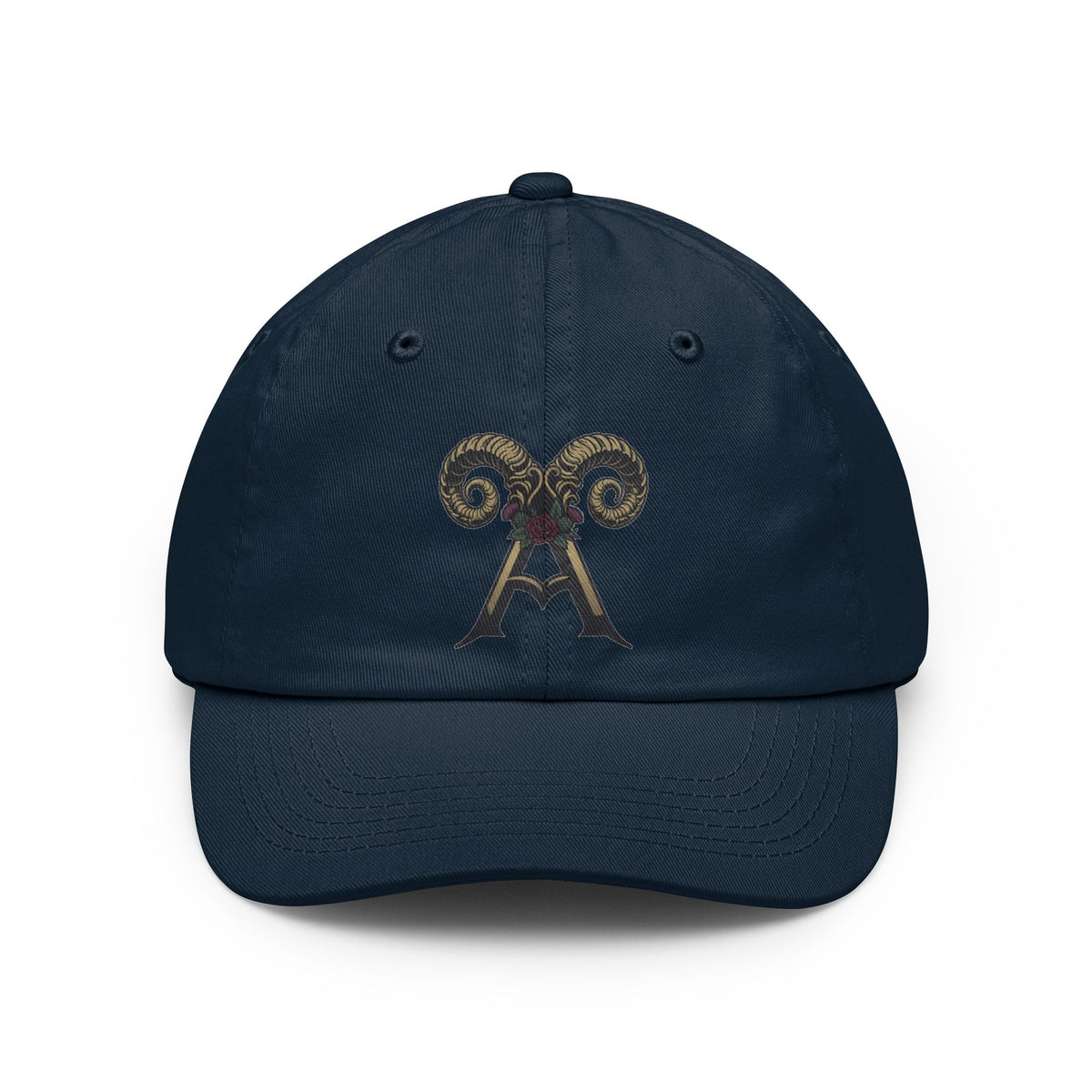Color: Navy | Floral Monogram Aries Dad Hat — Graphic