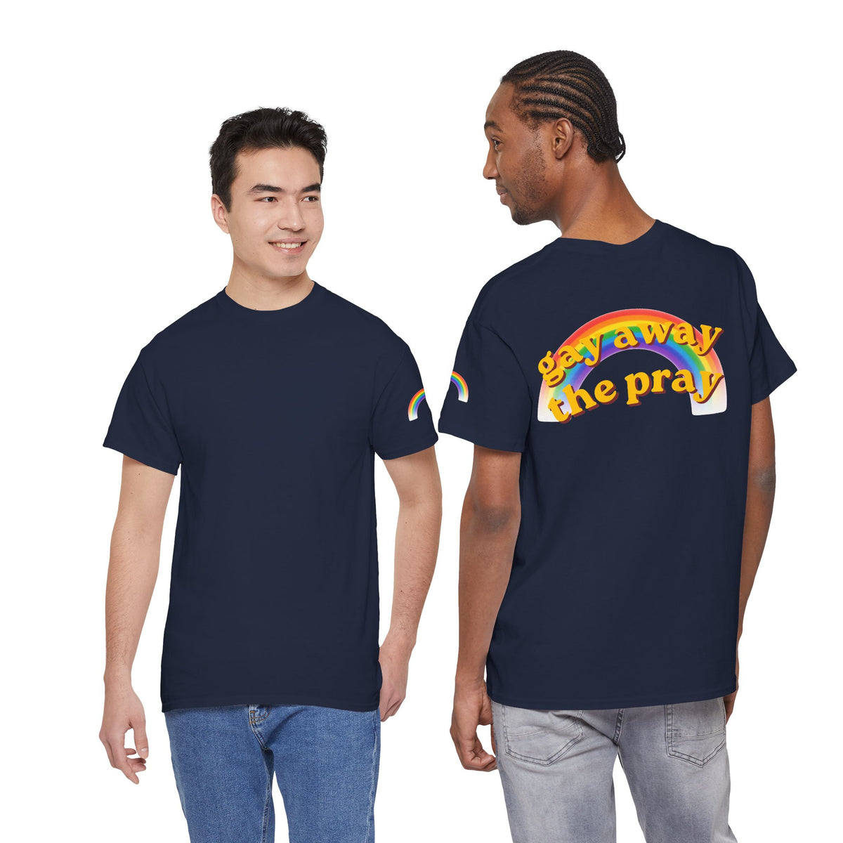 Color: Navy | Gay Away the Pray Premium Graphic Tee