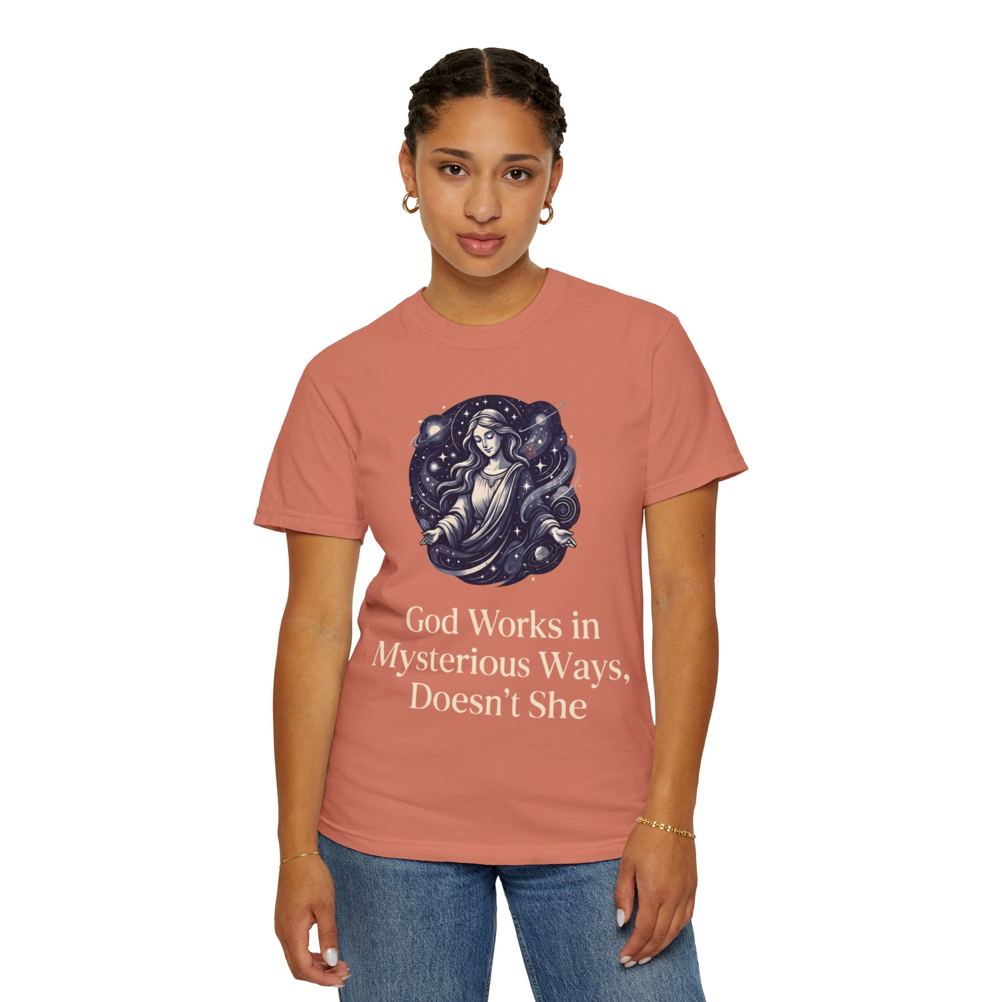 "God Works in Mysteroius Ways" Unisex Garment-Dyed Tee
