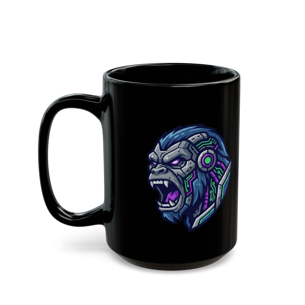 "Cyber Chimp" Black Ceramic Mug — Graphic