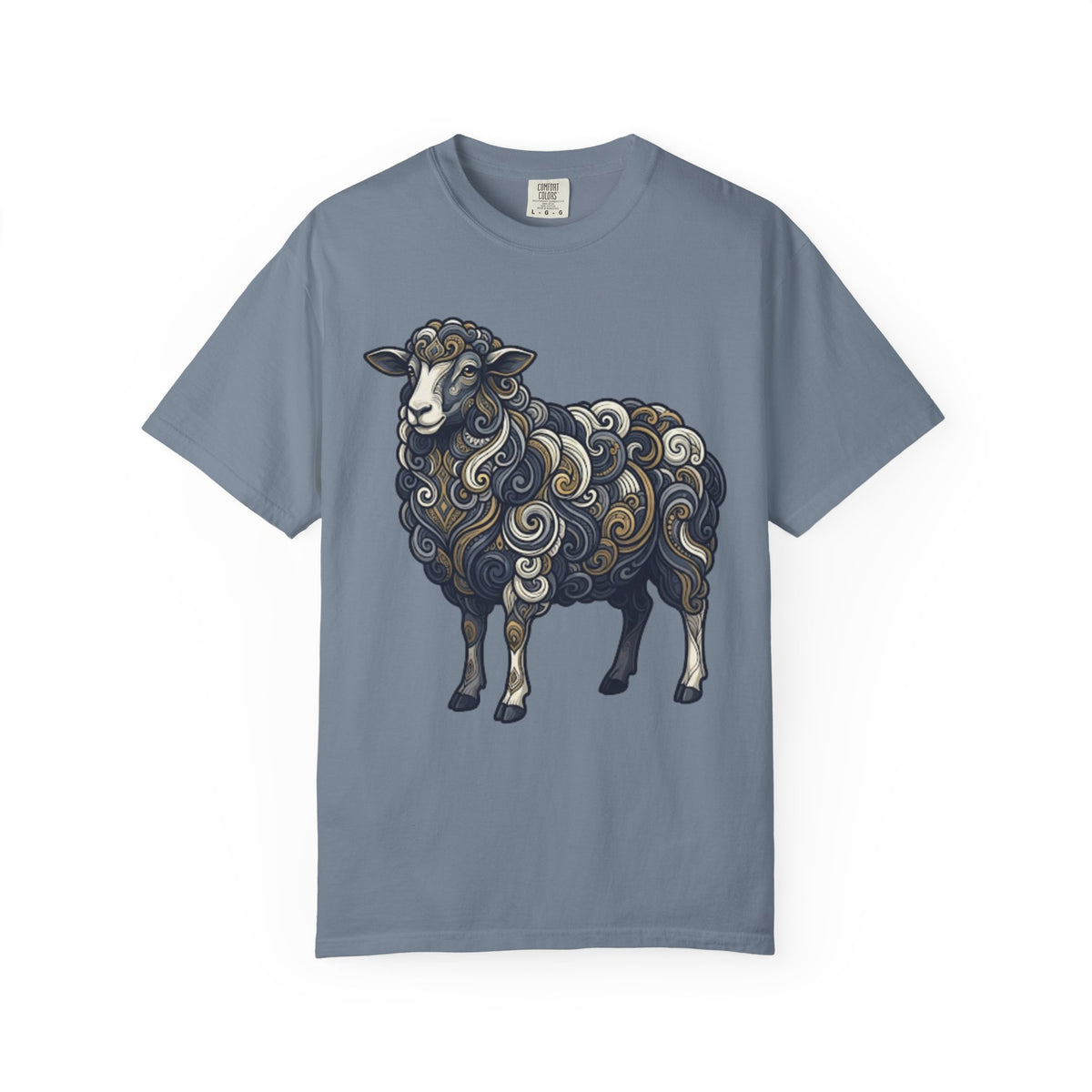 Color: Blue Jean | Barnyard Sheep Unisex Garment-Dyed Tee