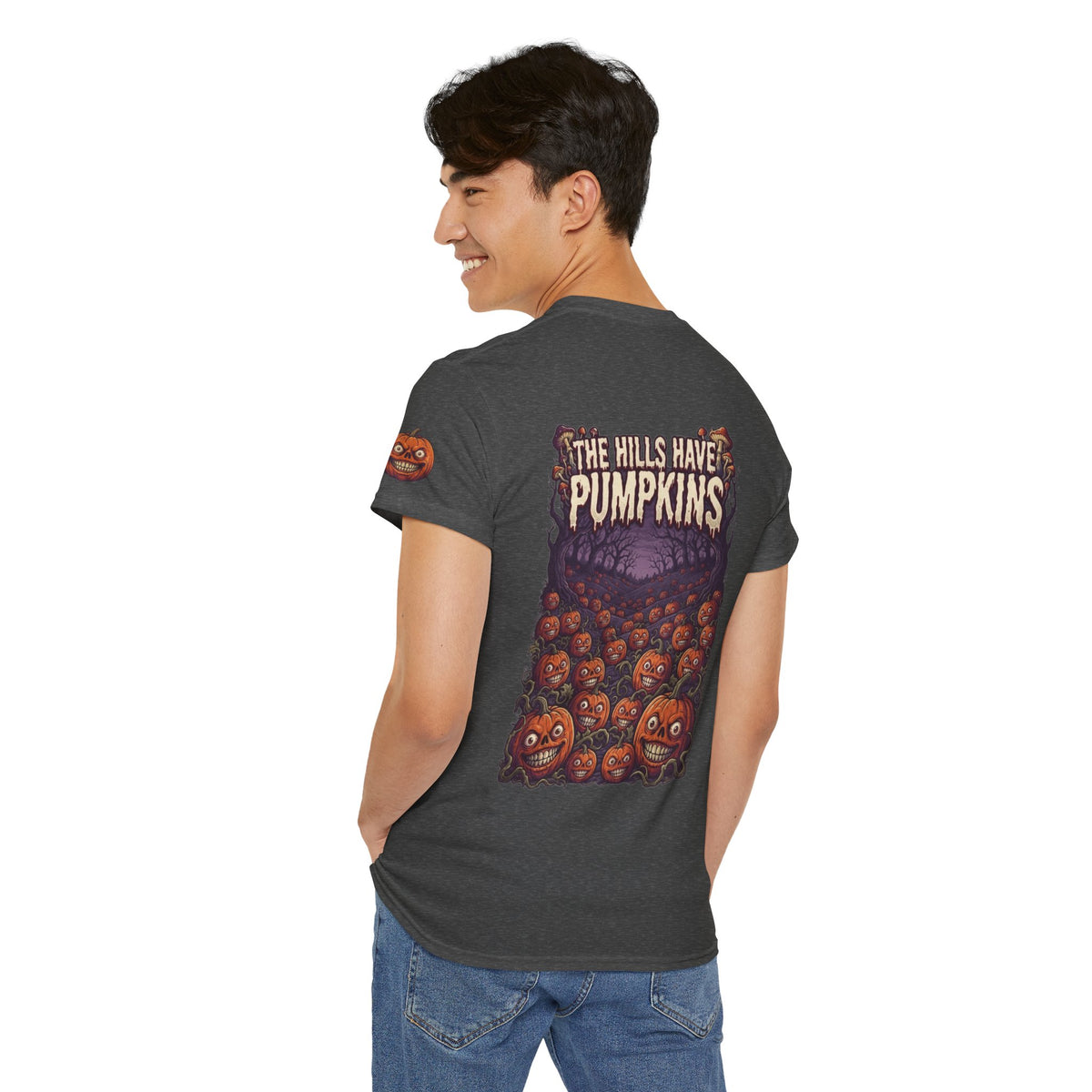 Color: Dark Heather | The Hills Have Pumpkins Premium Graphic Tee