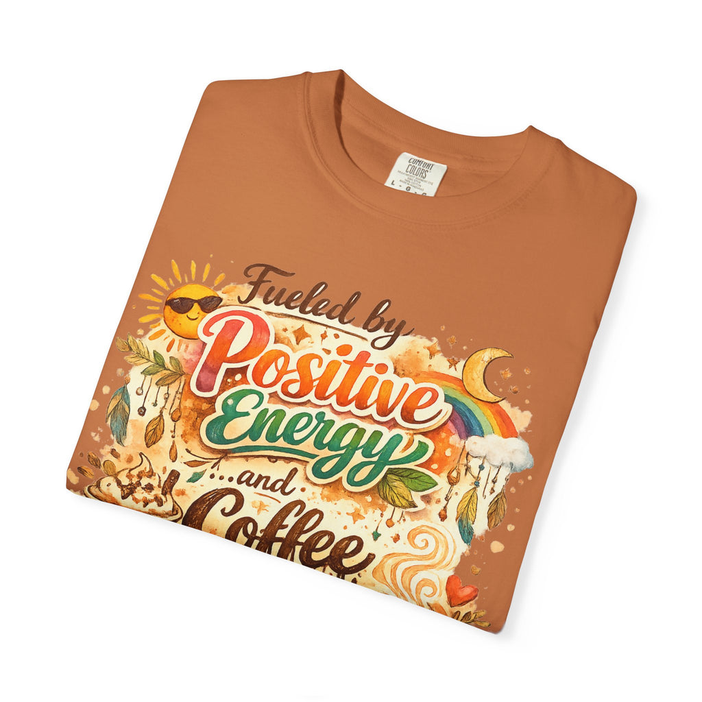 "Fueled by Positive Energy and Coffee T-Shirt" Unisex Garment-Dyed T-shirt