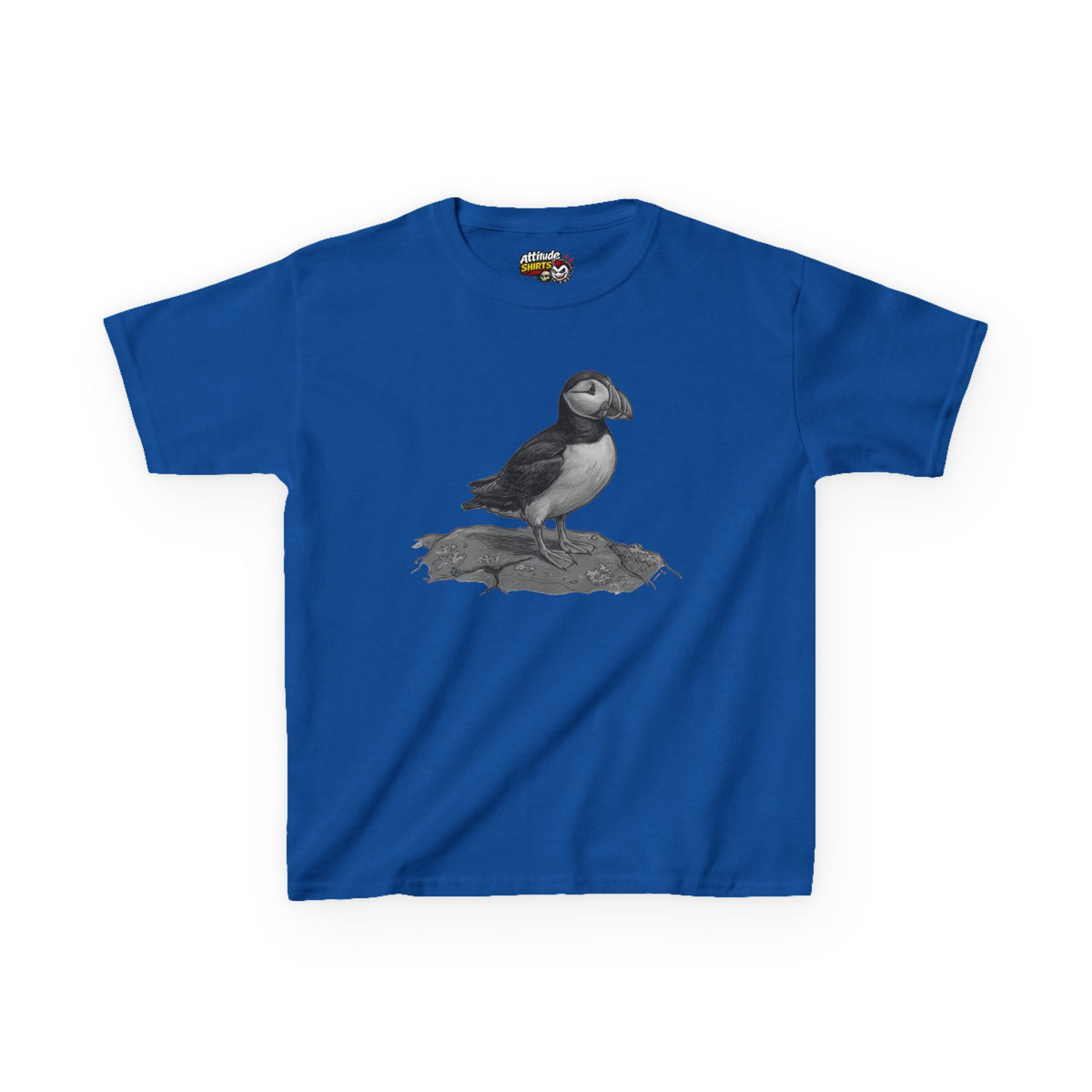 "Pencil Sketch Art Puffin" Kids Tee