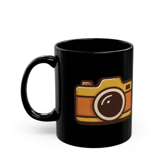 "Eyes Closed As Usual" Black Ceramic Mug — Graphic