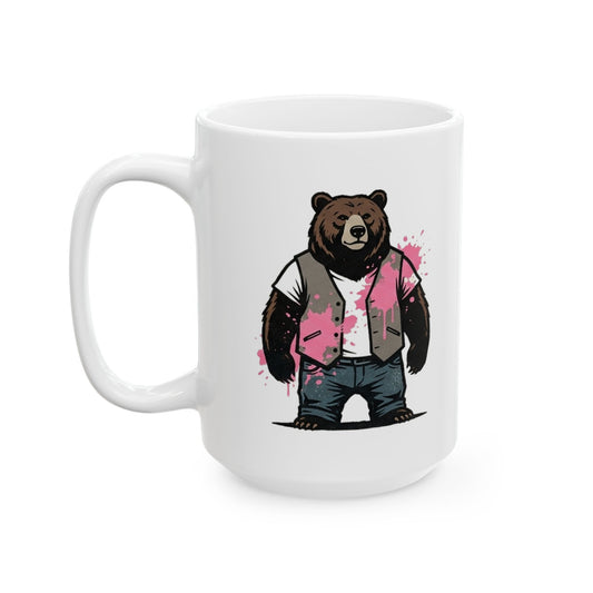 "Real Men Eat Pink" White Ceramic Mug — Graphic