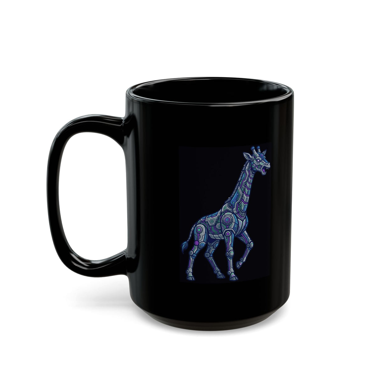 "Cyber Giraffe" Black Ceramic Mug
