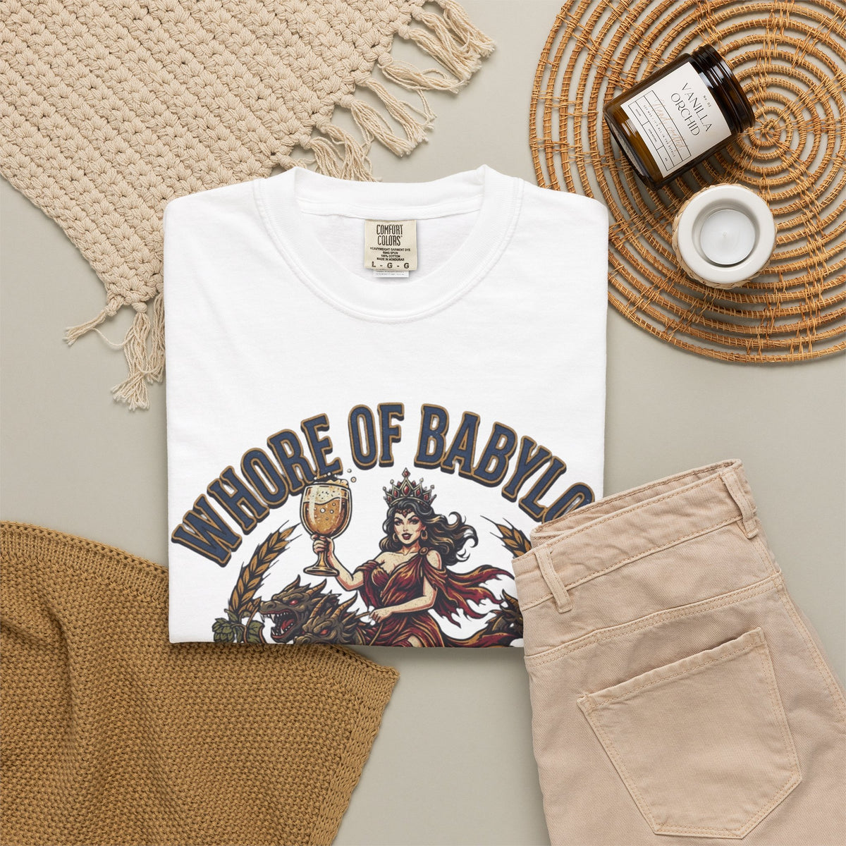 "Good Book Series Whore of Babylon" Unisex Garment-Dyed Tee