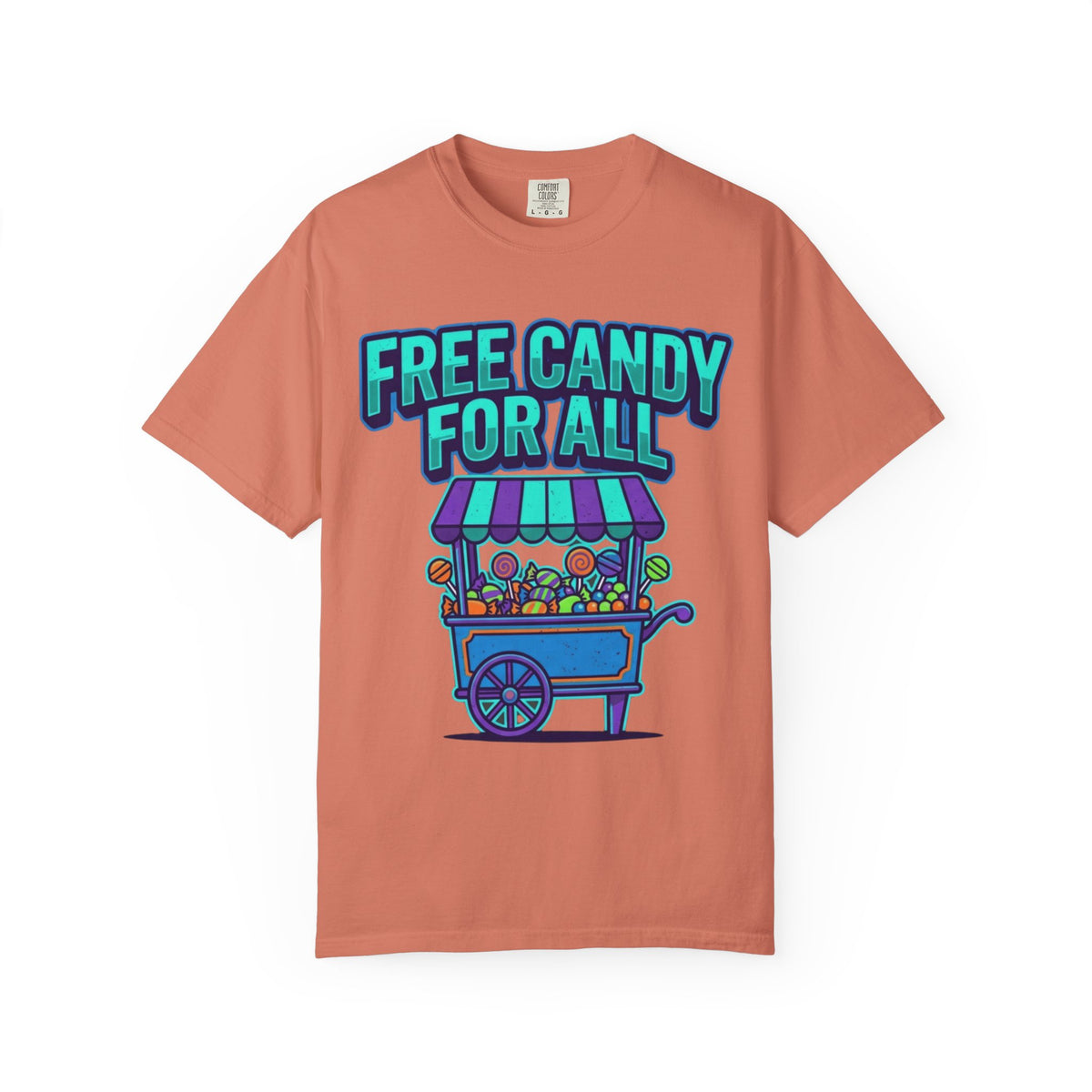 Color: Terracotta | Free Candy For All Unisex Garment-Dyed Tee
