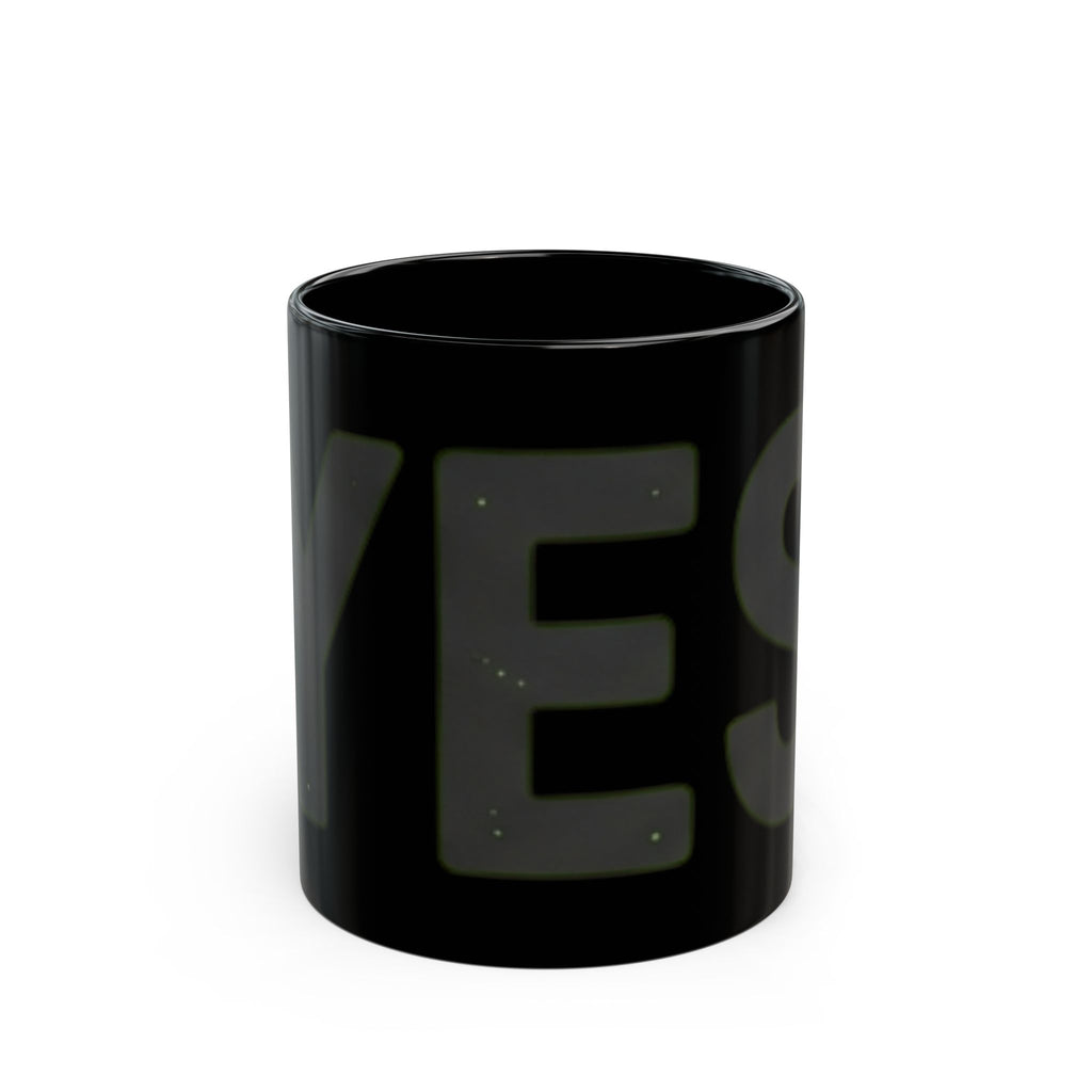 "Just Say Yes" Black Ceramic Mug — Graphic