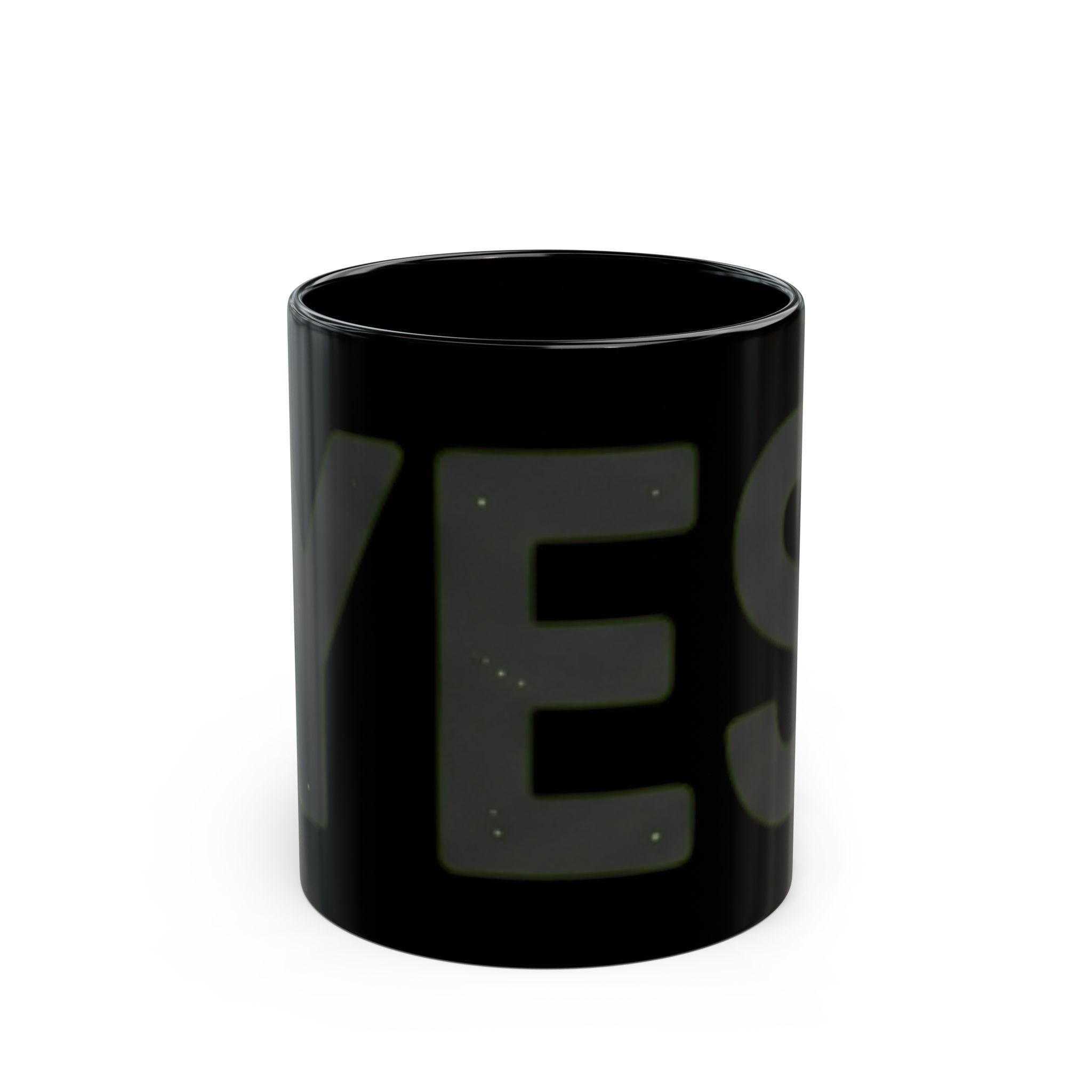 "Just Say Yes" Black Ceramic Mug — Graphic
