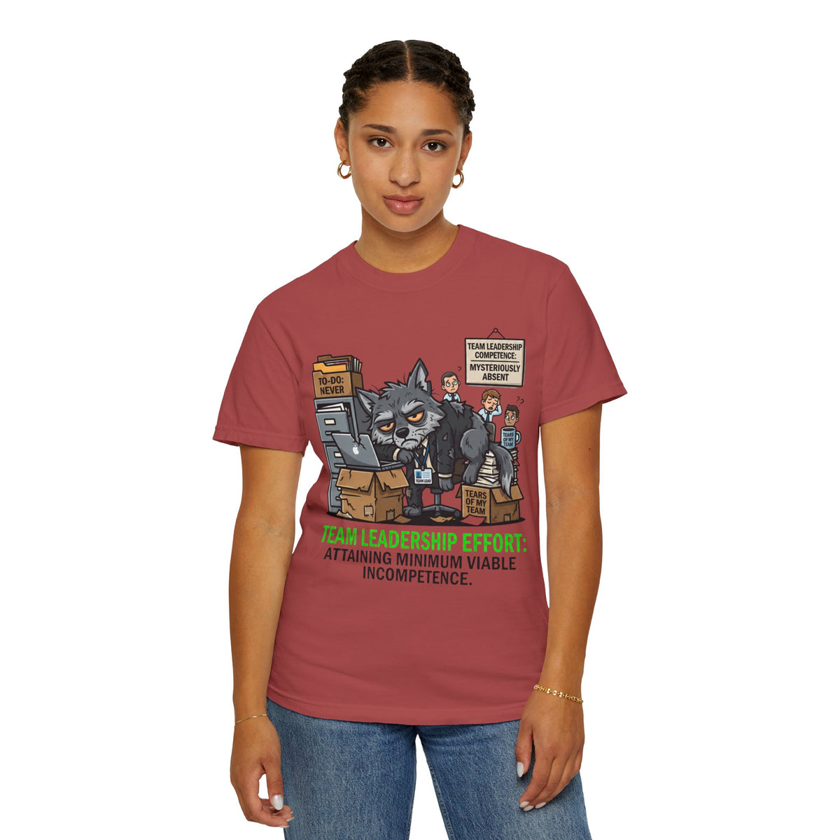 Color: Crimson | Team Leadership Effort Unisex Garment-Dyed Tee