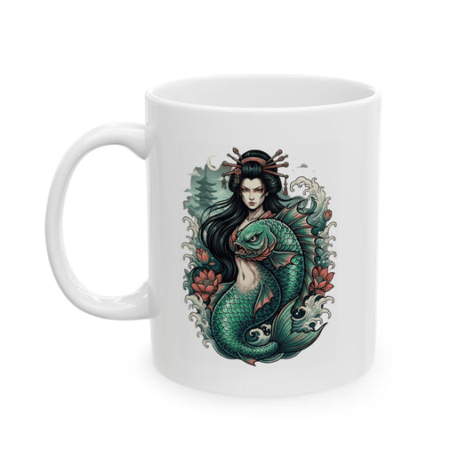 "Ningyo (Japanese Folklore)" White Ceramic Mug