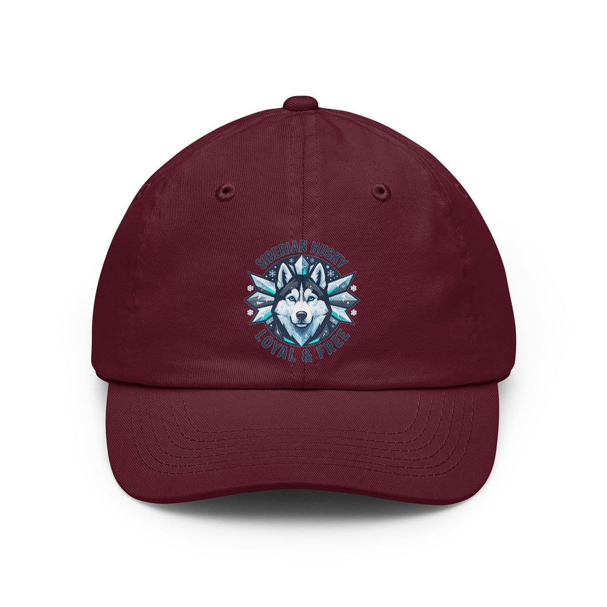 Color: Maroon | Siberian Husky Loyal & Free Dad Hat