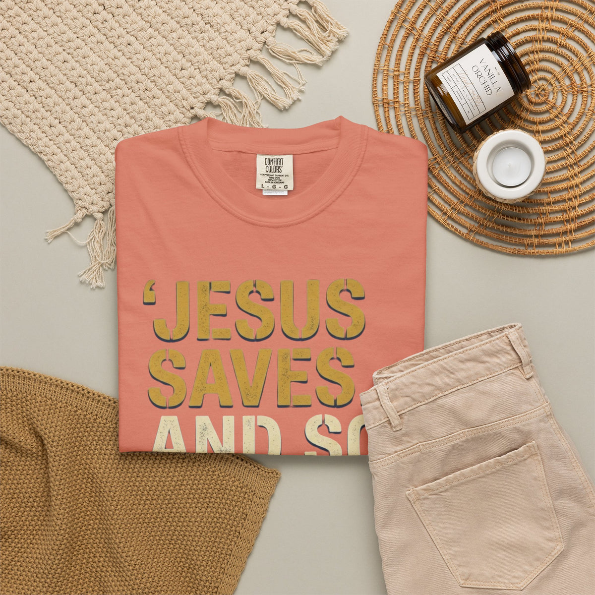 "Good Book Series Jesus Saves and So Should You" Unisex Garment-Dyed Tee