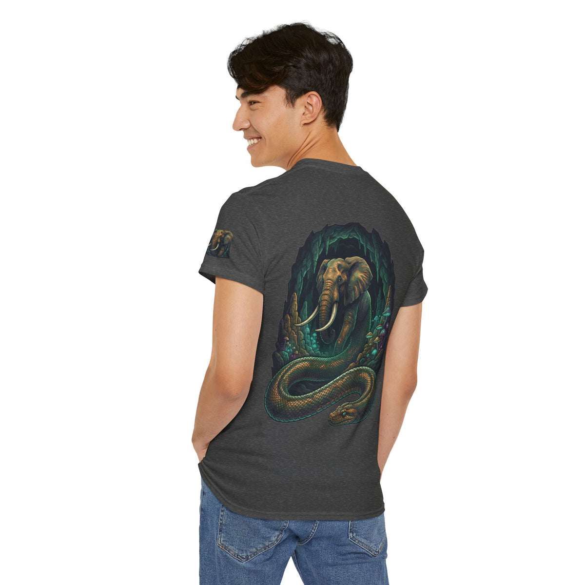 Color: Dark Heather | Grootslang (South African Mythology) Premium Graphic Tee