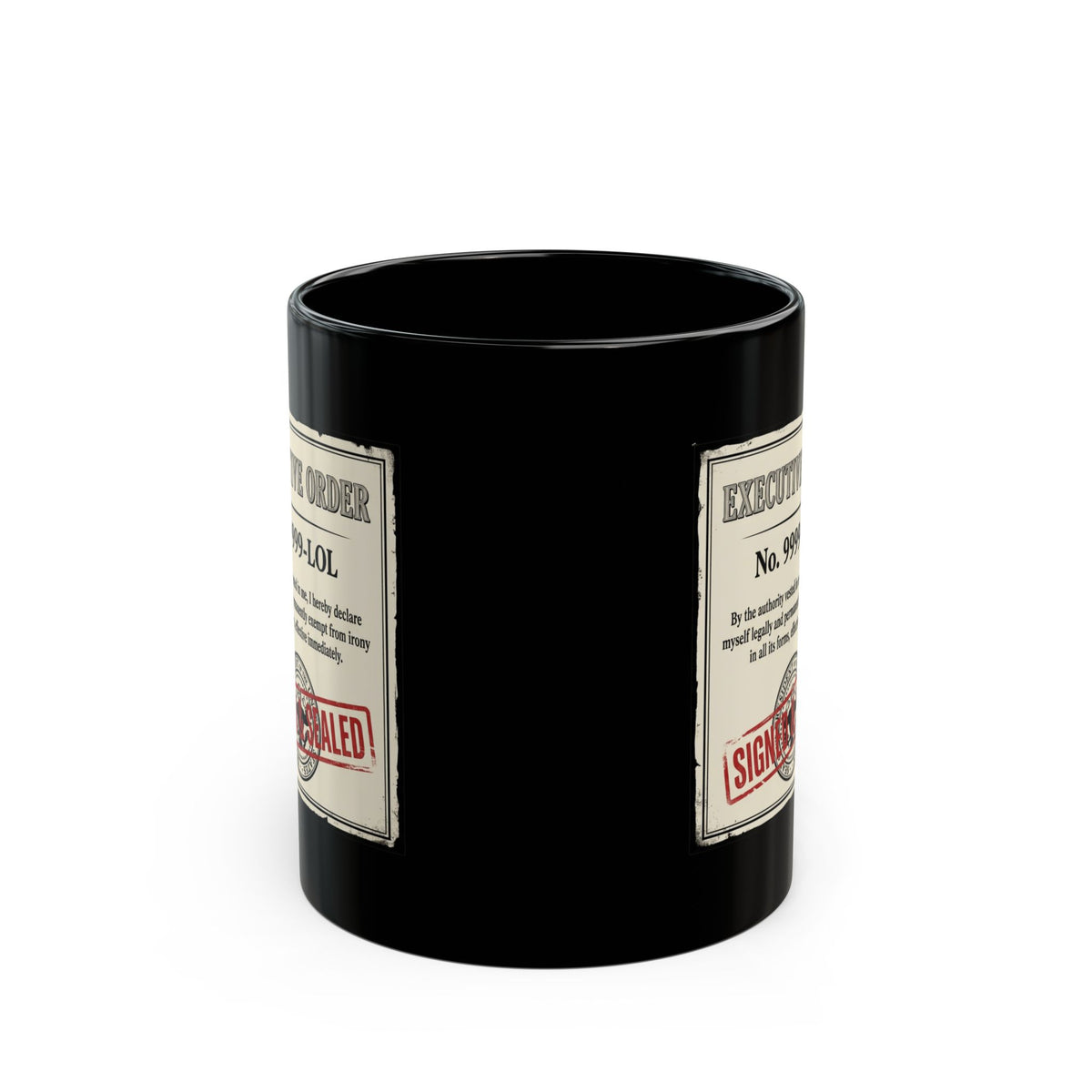 "Irony Free" Black Ceramic Mug