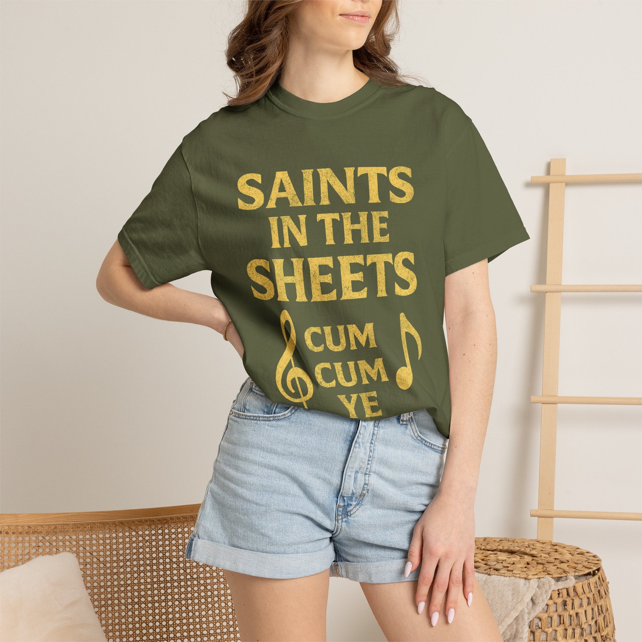 "Saints in the Sheets T-Shirt" Unisex Garment-Dyed T-shirt