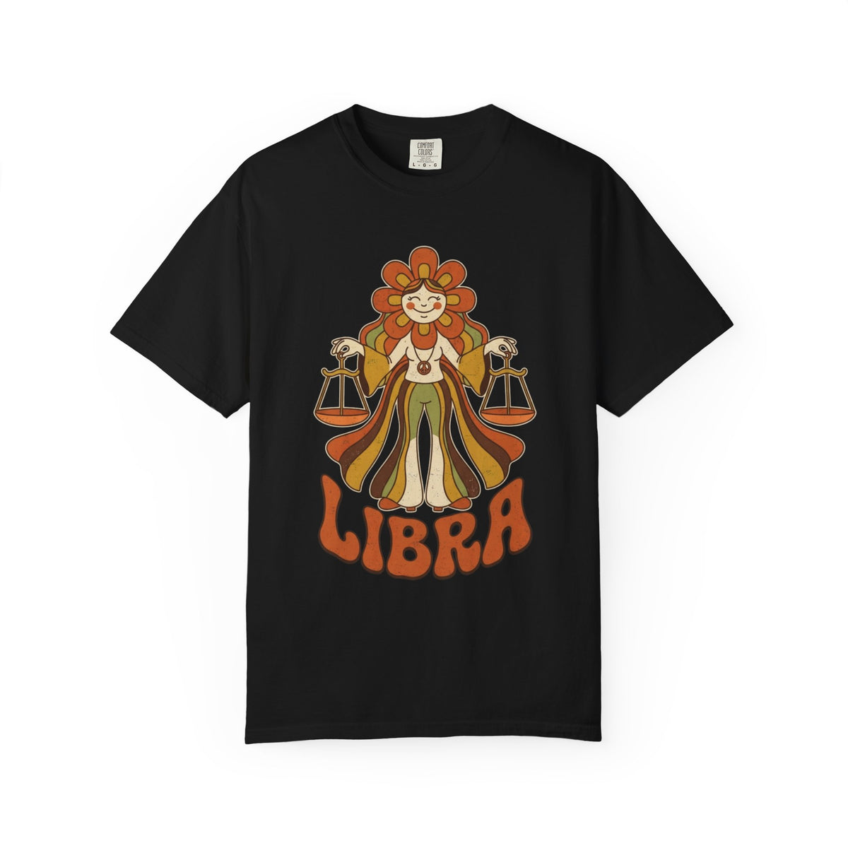 "Retro Mascot Groovy Libra" Unisex Garment-Dyed Tee