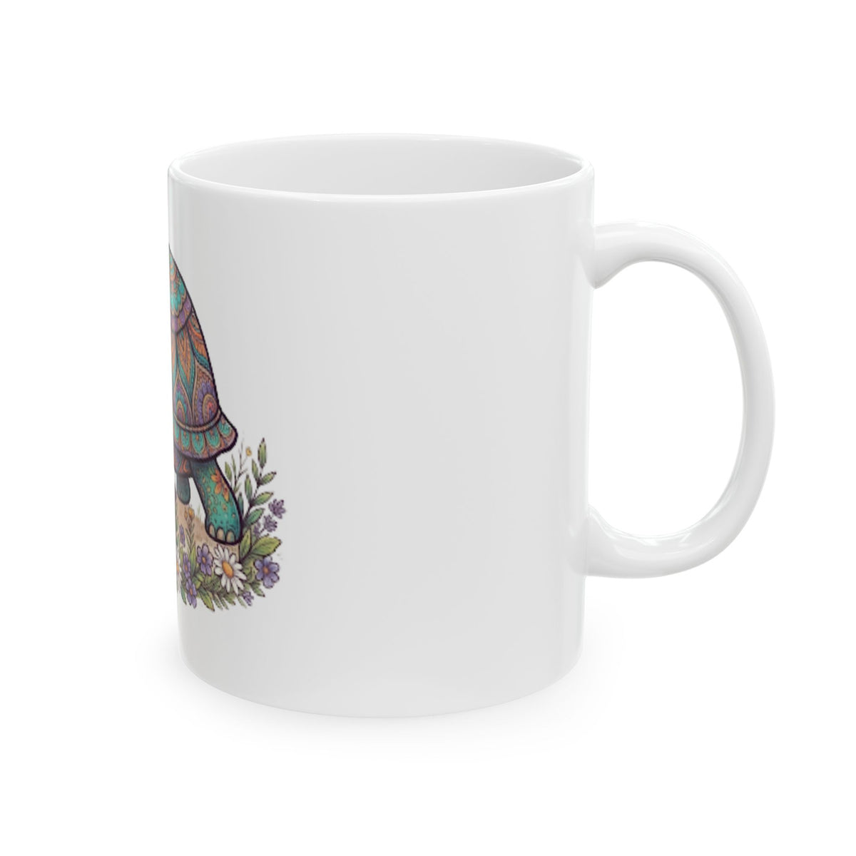 "Hippy Turtle" White Ceramic Mug
