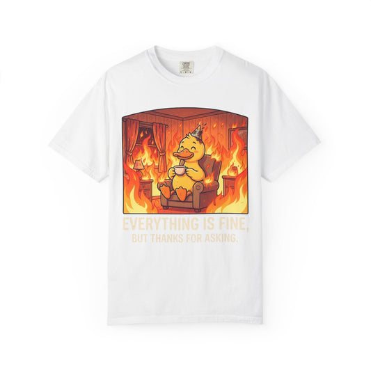 Color: White | Everything Is Okay Unisex Garment-Dyed Tee