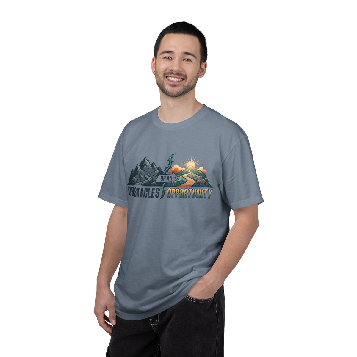 Color: Blue Jean | Obstacle Or An Opportunity Unisex Garment-Dyed Tee