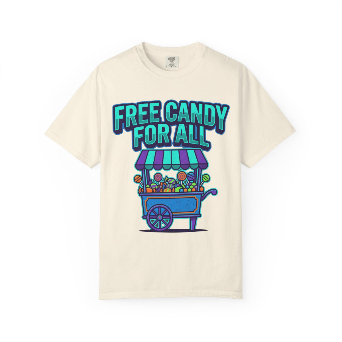 Color: Ivory | Free Candy For All Unisex Garment-Dyed Tee