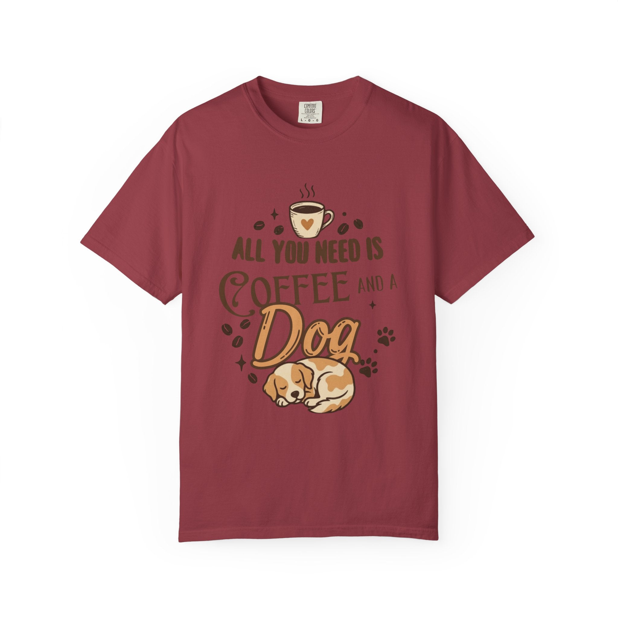 "Coffee and a Dog" Unisex Garment-Dyed Tee