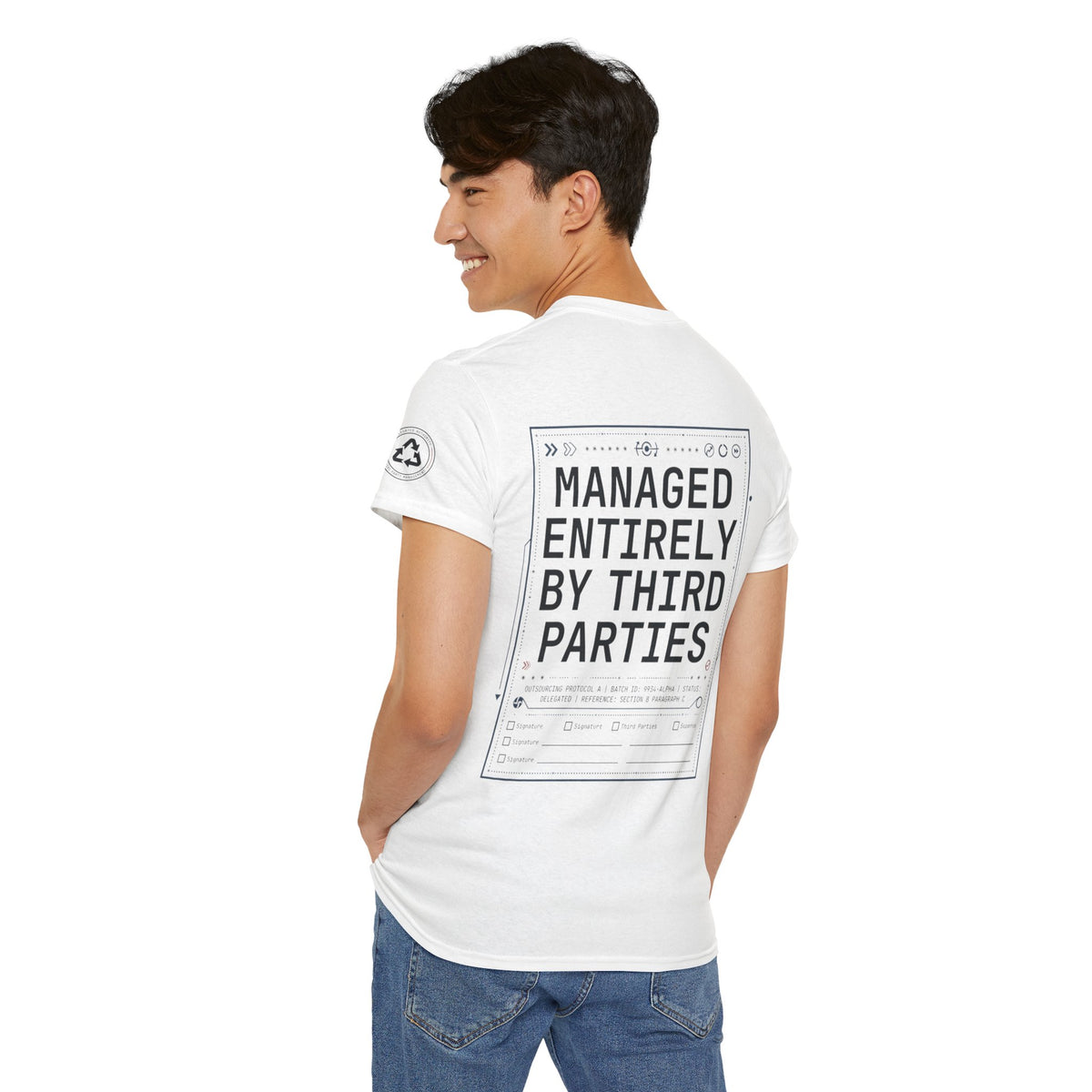 Color: White | Managed Entirely By Third Parties Premium Graphic Tee