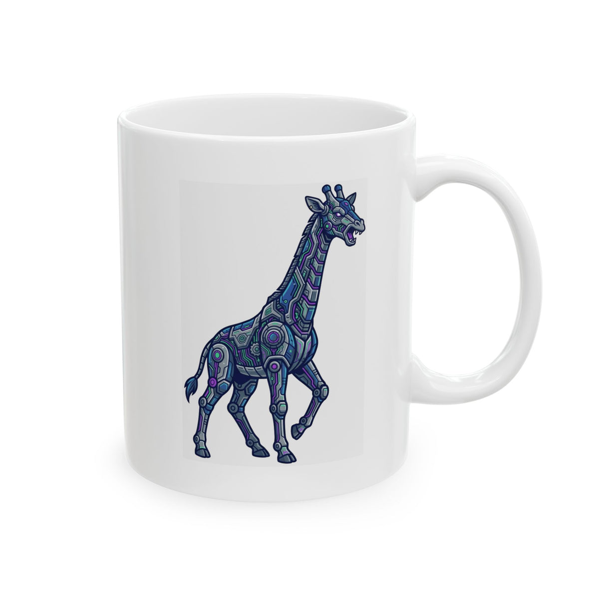 "Cyber Giraffe" White Ceramic Mug