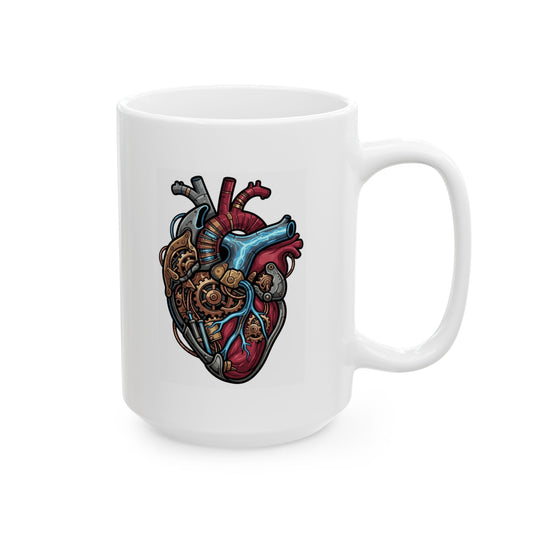 "Mechanical Heart" White Ceramic Mug