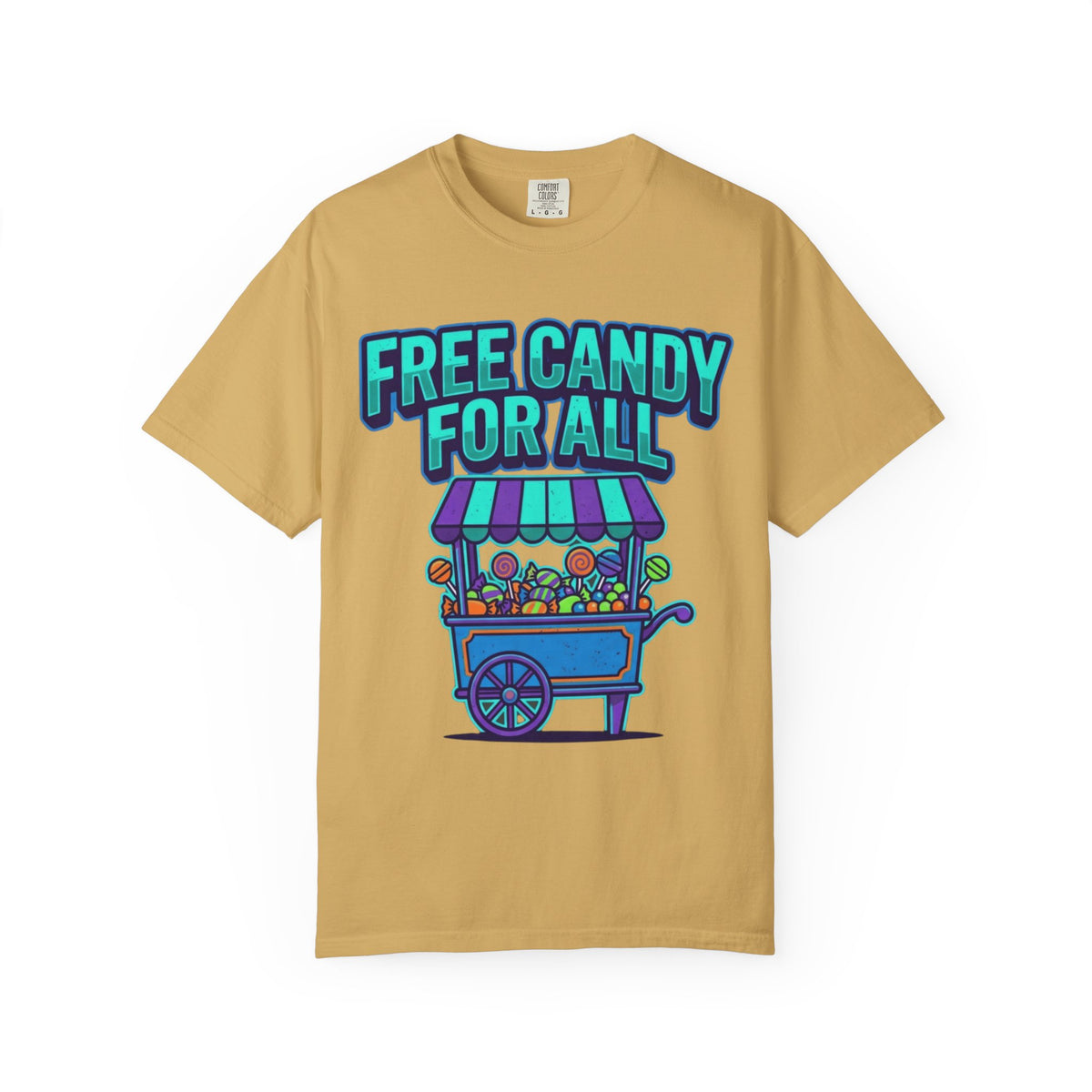 Color: Mustard | Free Candy For All Unisex Garment-Dyed Tee