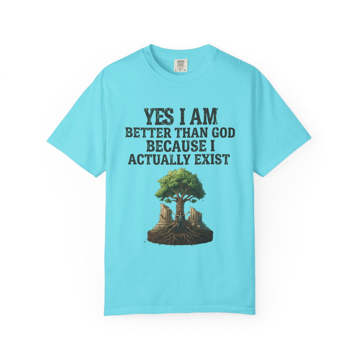 Color: Lagoon Blue | I Exist Unisex Garment-Dyed Tee