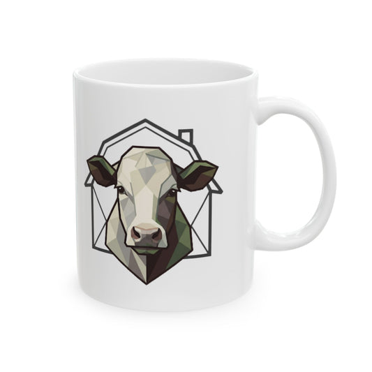 "Barnyard Cow" White Ceramic Mug