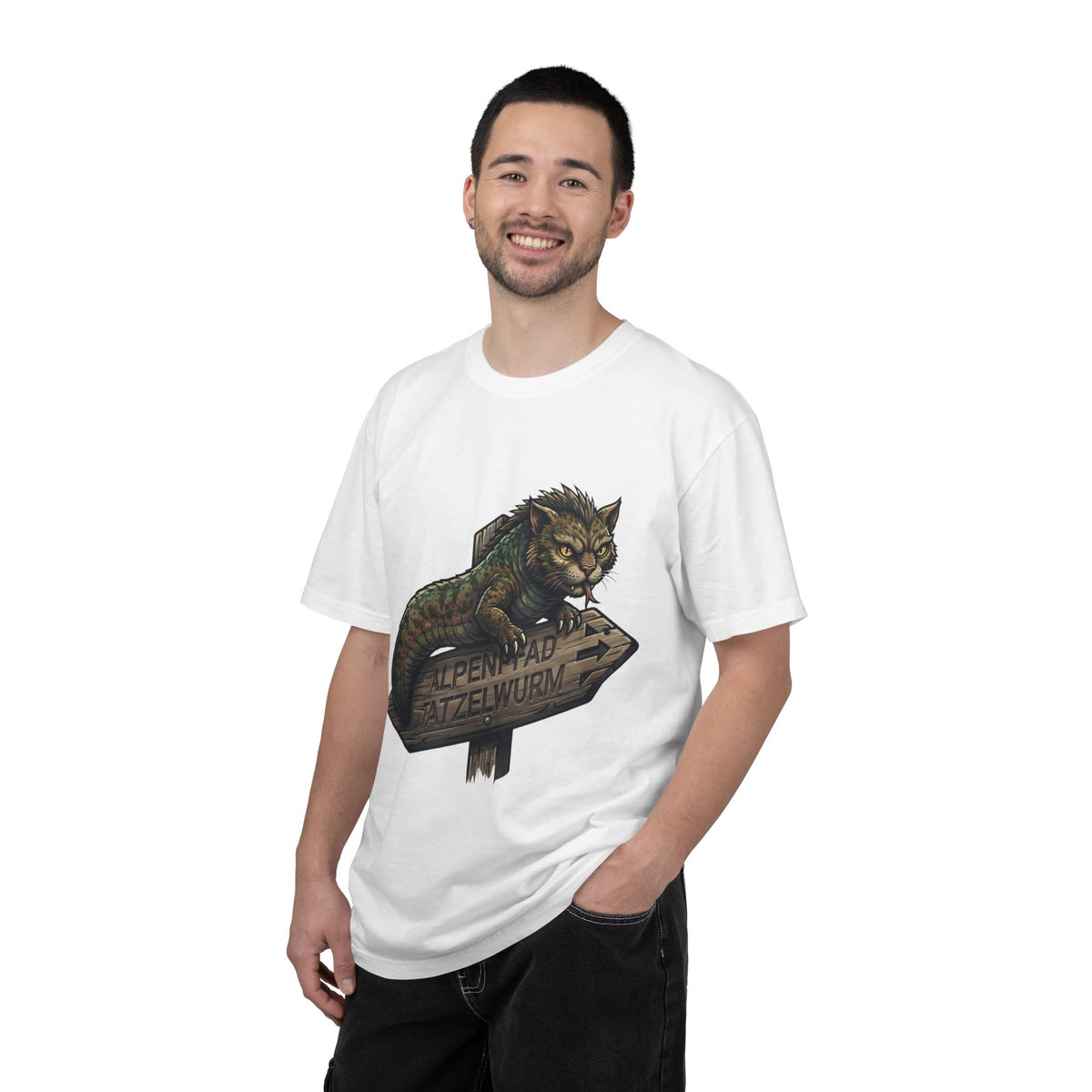 Color: White | Tatzelwurm (Alpine Europe) Unisex Garment-Dyed Tee
