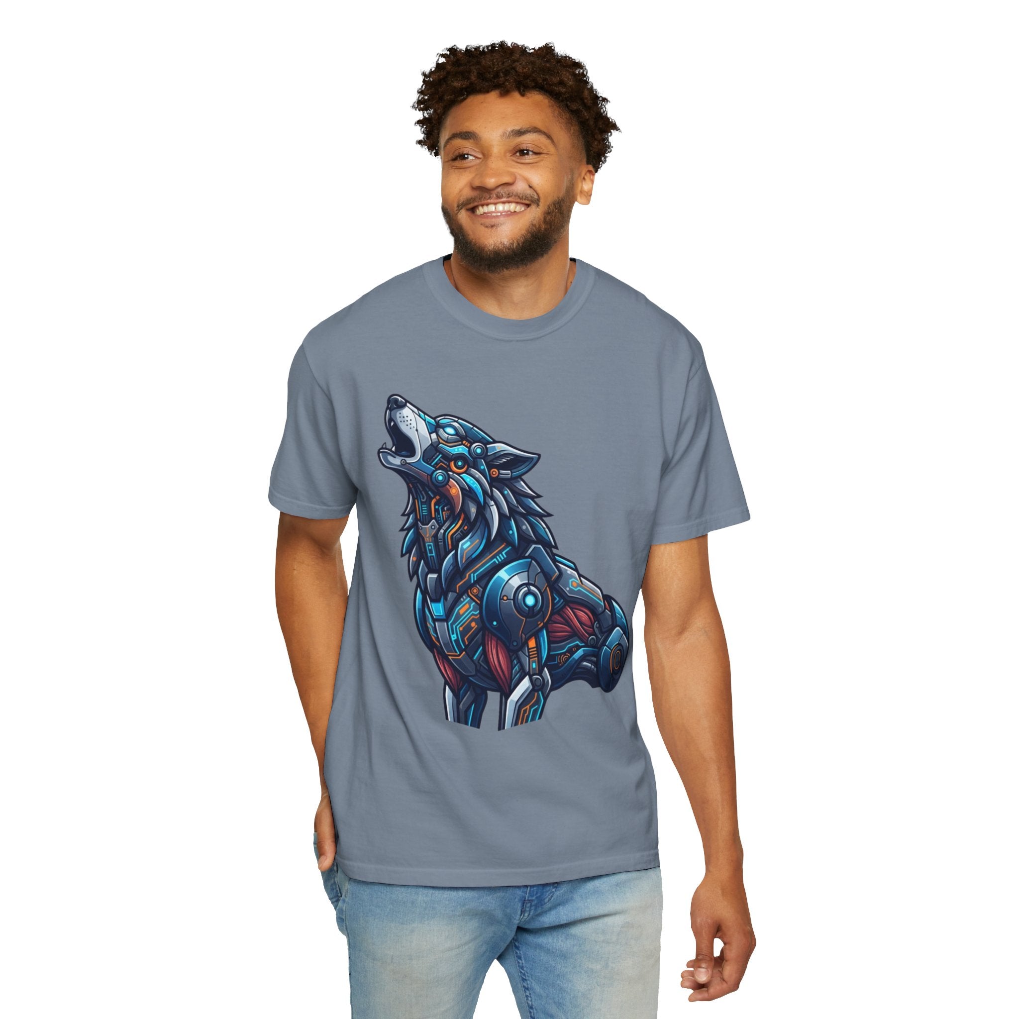 "Cyber Wolf" Unisex Garment-Dyed Tee