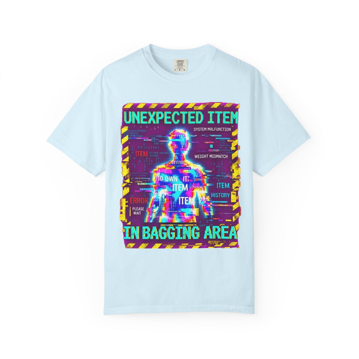 Color: Chambray | Unexpected Item In Bagging Area Unisex Garment-Dyed Tee