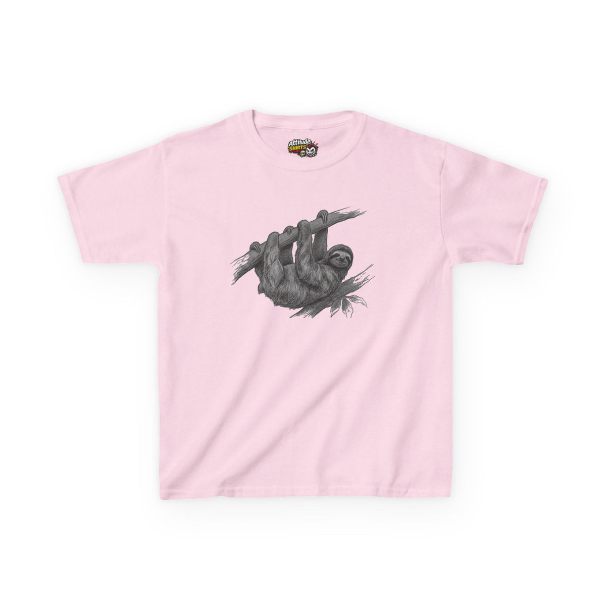 "Pencil Sketch Art Sloth" Kids Tee