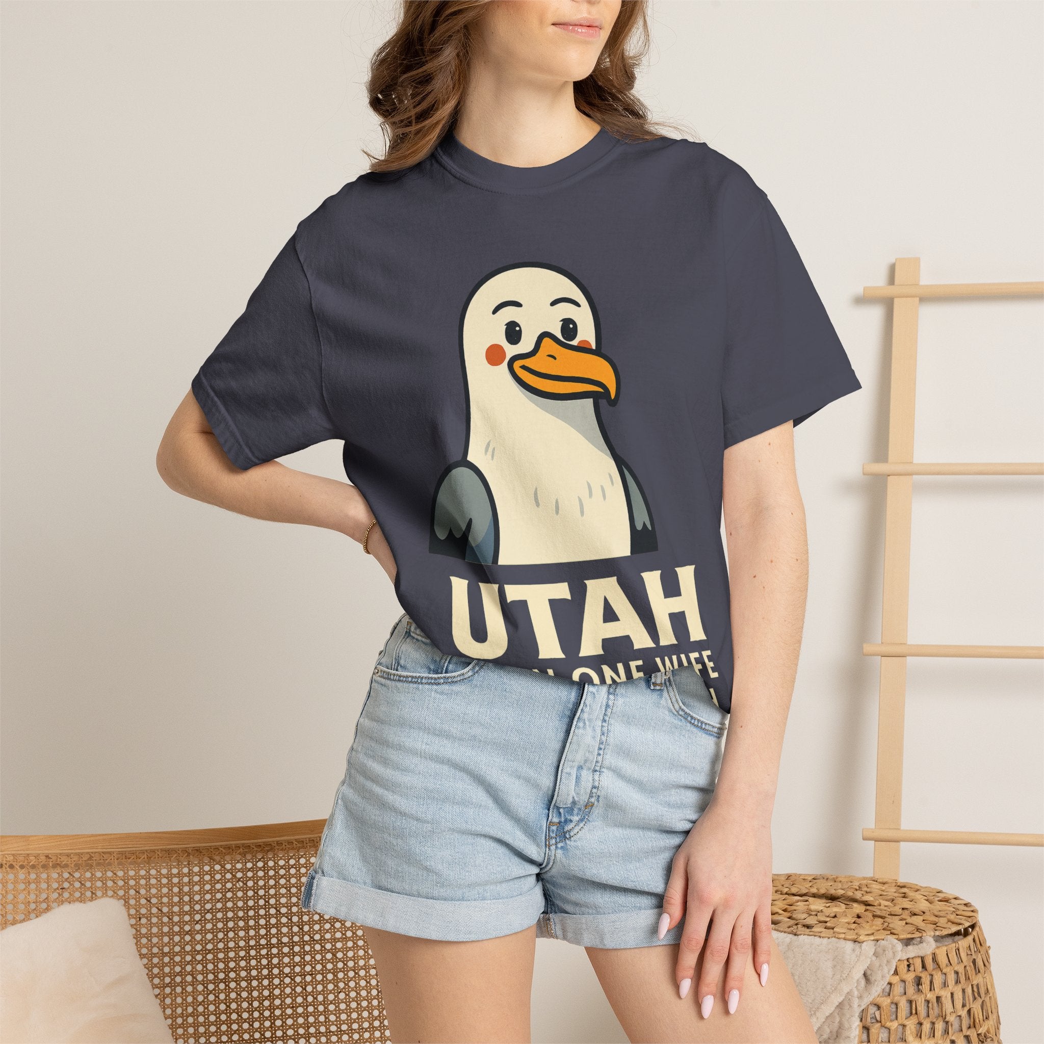 "Utah Seagull - When One Wife Isn't Enough" Unisex Garment-Dyed T-shirt