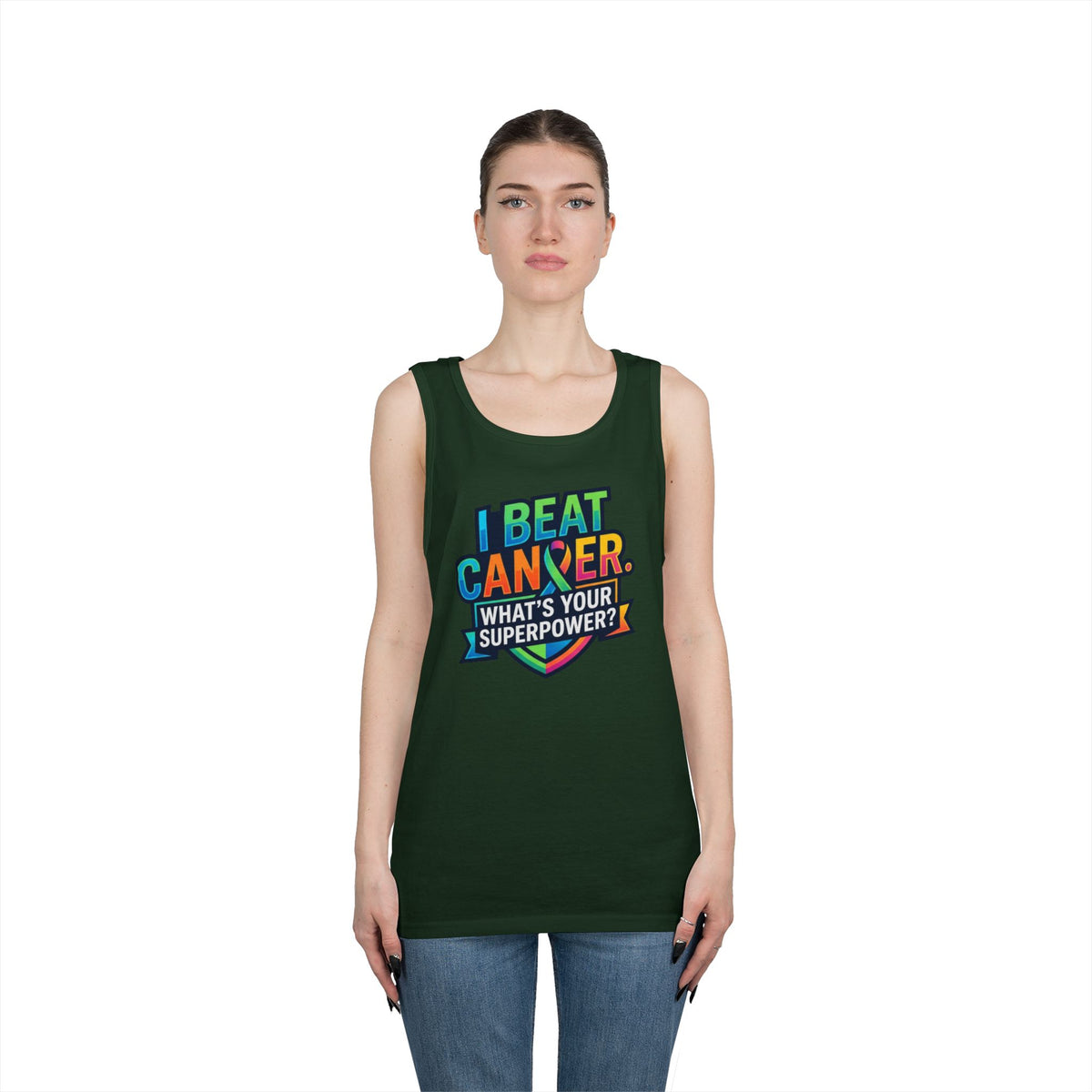 Color: Forest Green | I Beat Cancer - What is Your Superpower Tank Top