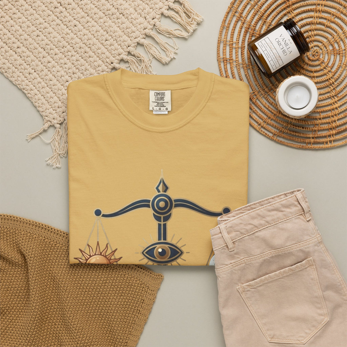 "Libra The Balanced Scales" Unisex Garment-Dyed Tee