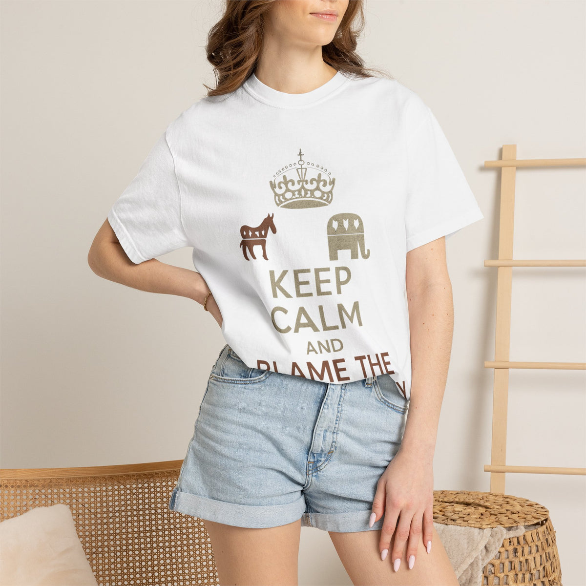 ""KEEP CALM AND BLAME THE OTHER PARTY" Unisex Garment-Dyed T-shirt