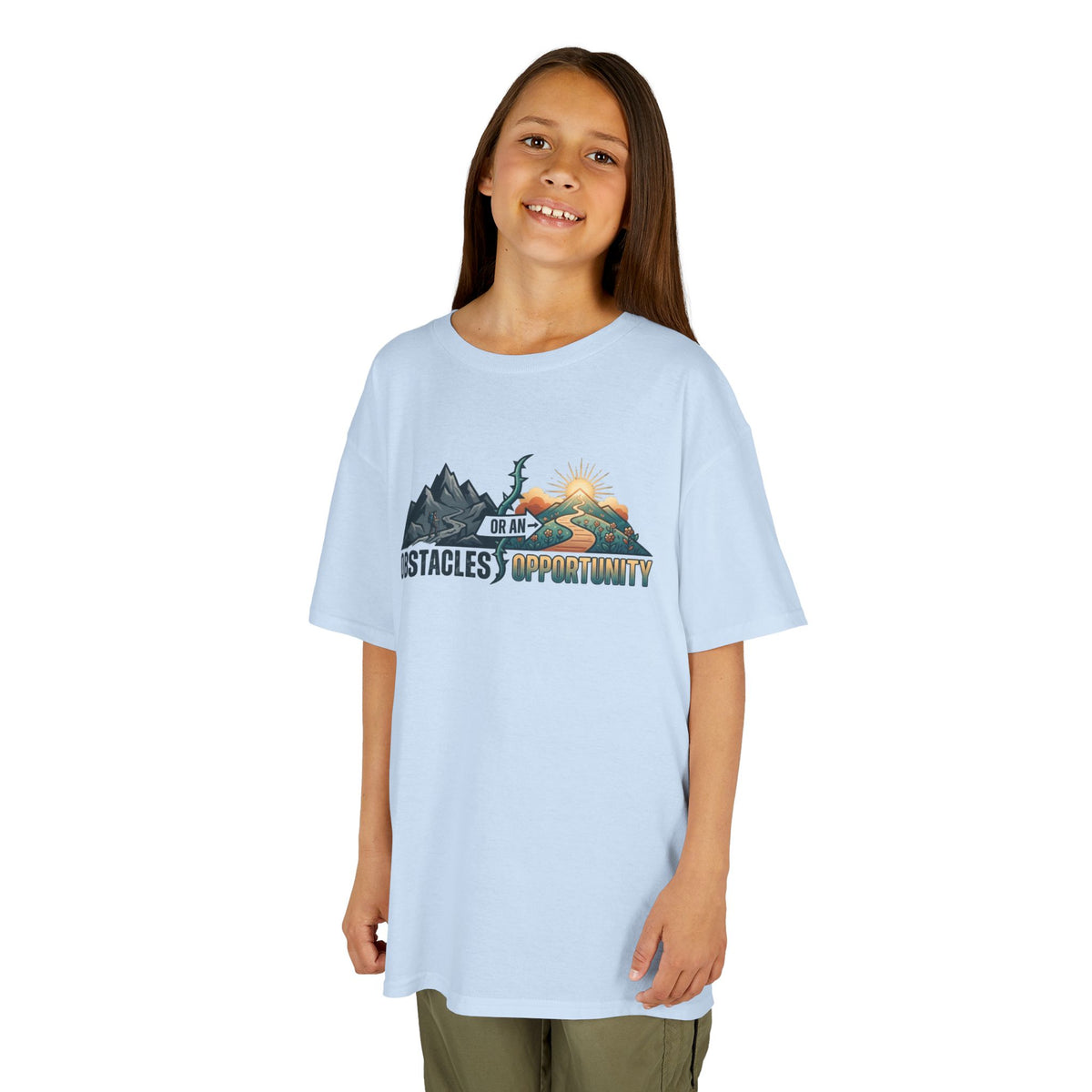 Color: Light Blue | Obstacle Or An Opportunity Kids Tee