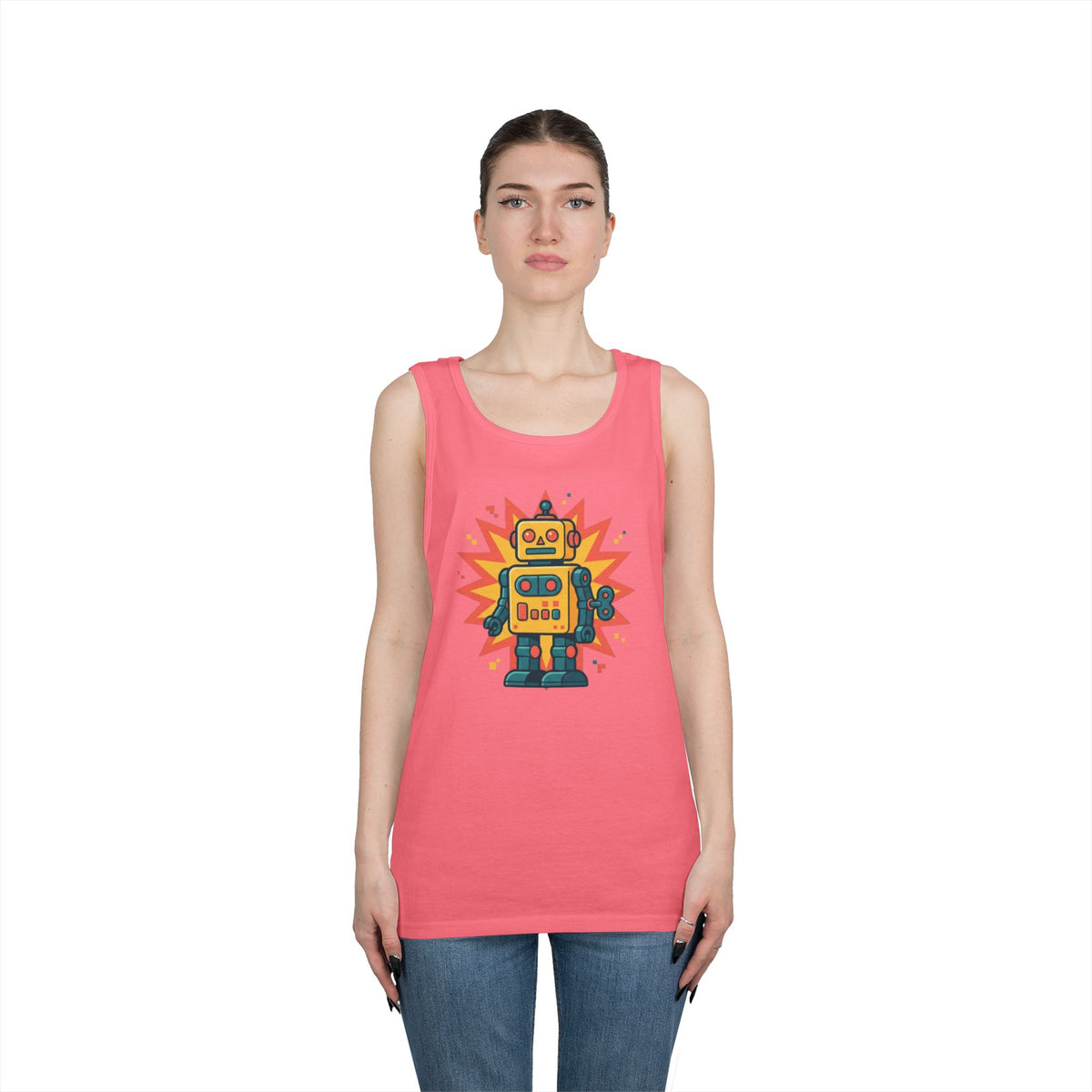 Color: Safety Pink | Toy Robot Tank Top