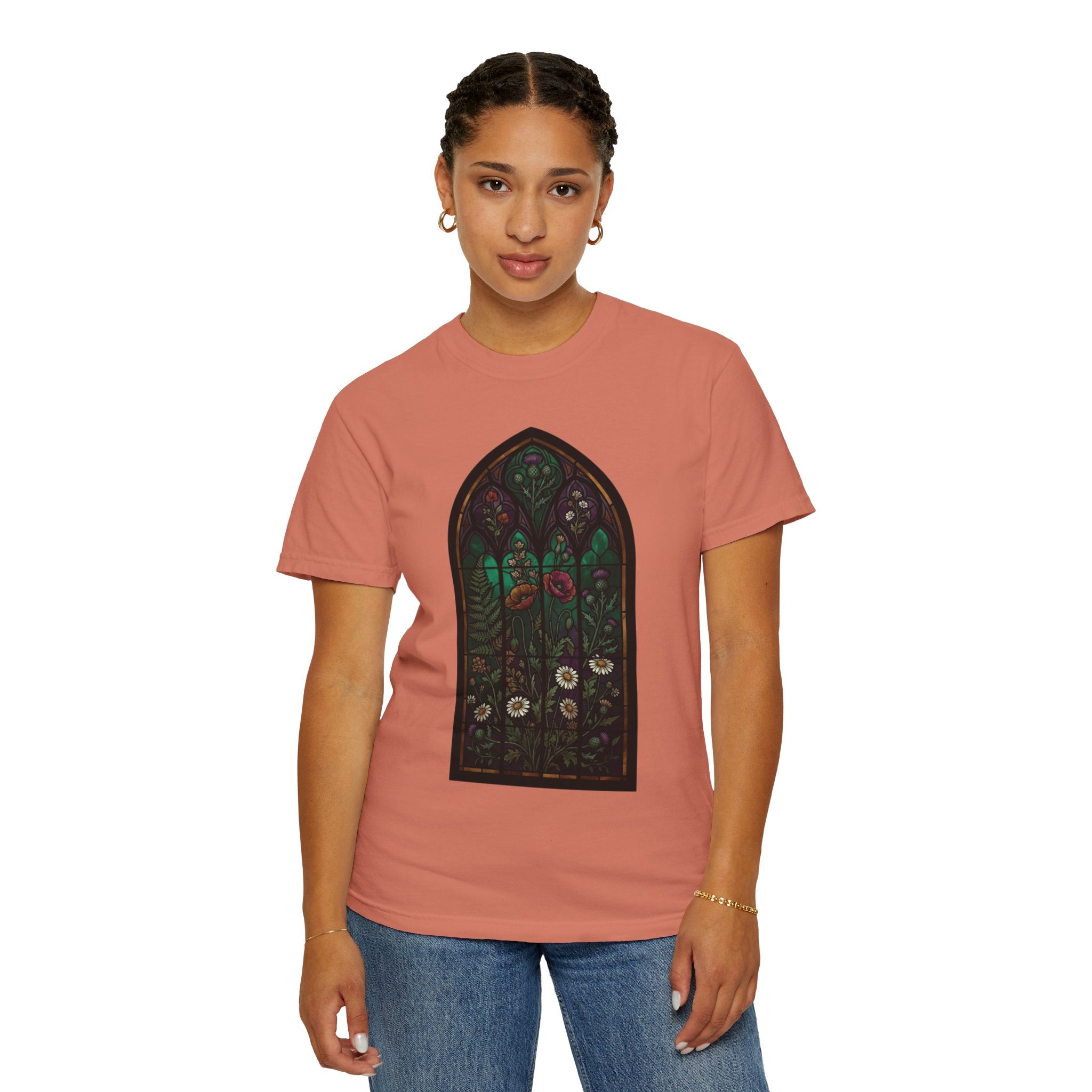 "Stained Glass Floral" Unisex Garment-Dyed Tee