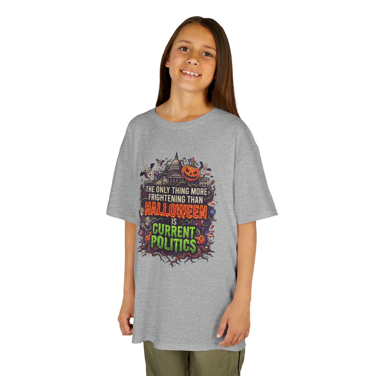 Color: Sport Grey | Current Politics Kids Tee