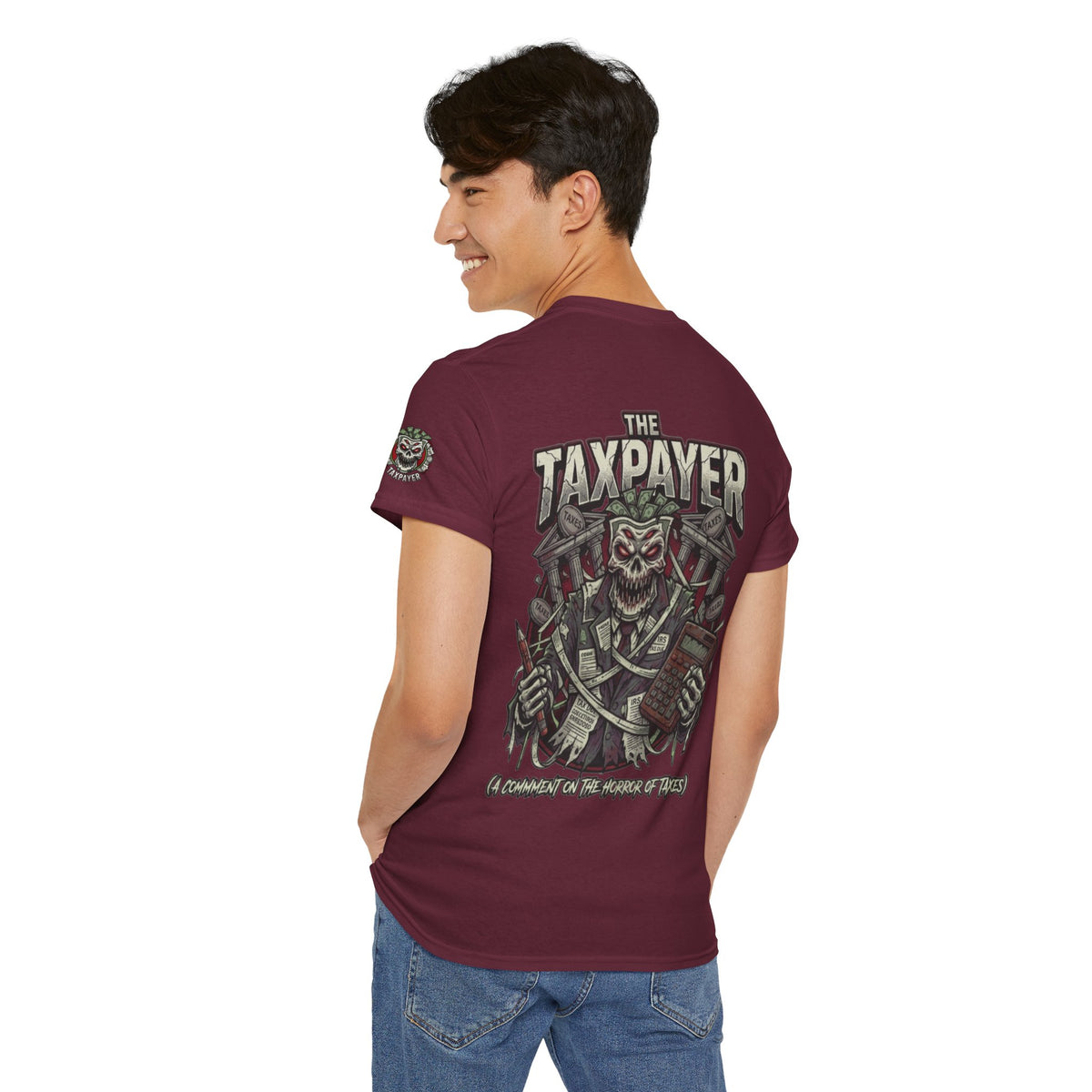 Color: Maroon | Horror of Taxes Premium Graphic Tee