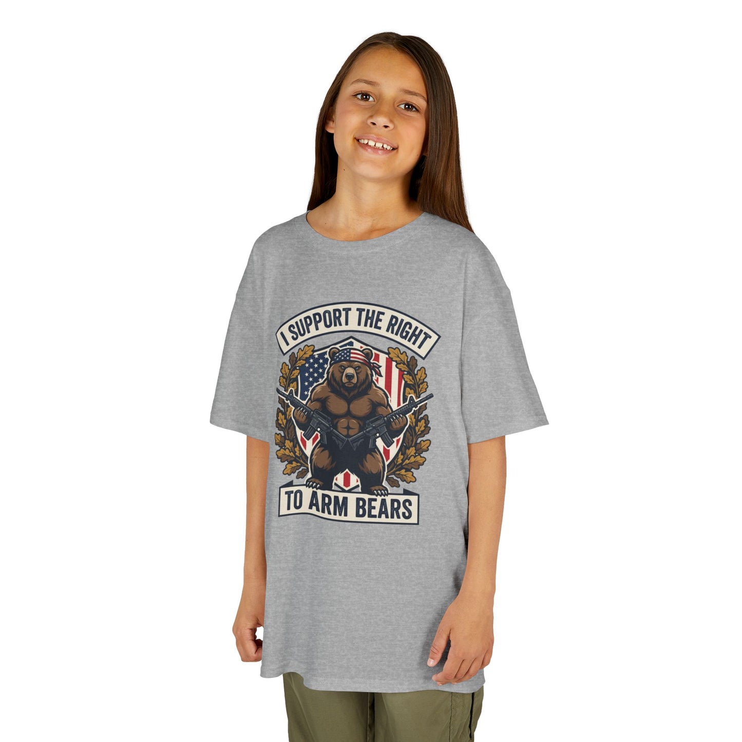 Kids T‑Shirt — "I Support The Right To Arm Bears" Patriotic Bear Graphic Tee