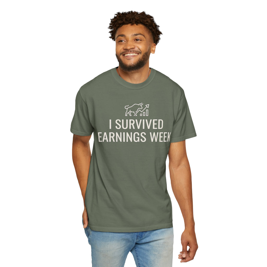 "I Survied Earnings Week" Unisex Garment-Dyed Tee